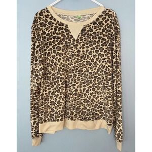 Honeydew Women Velour Lounge Pajama Top Leopard Print Super Soft Comfy Size XL
